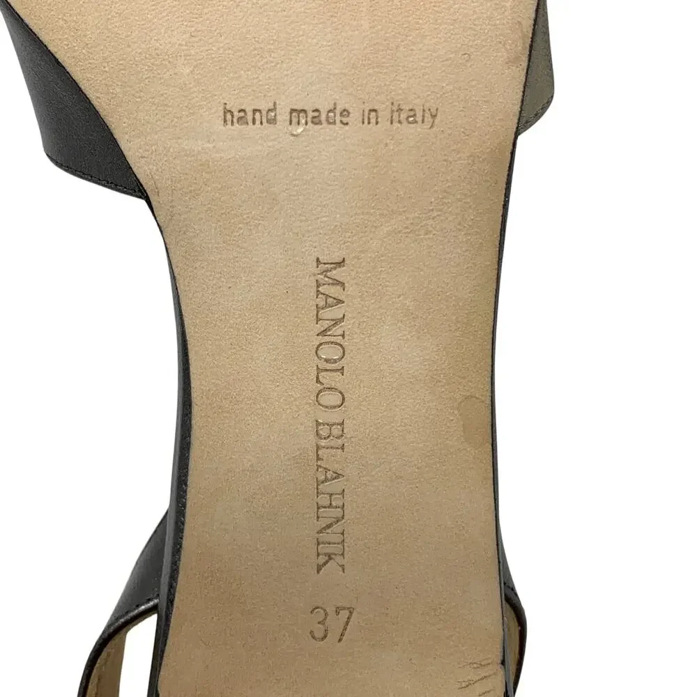 Manolo Blahnik Budingasling Bronze Metallic Knot Slingbacks 37